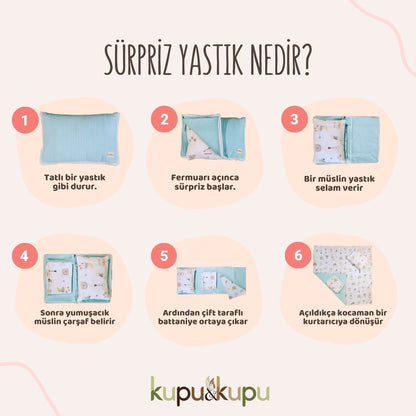 Kupu Sürpriz Yastık - Yenidoğan -Turkaz